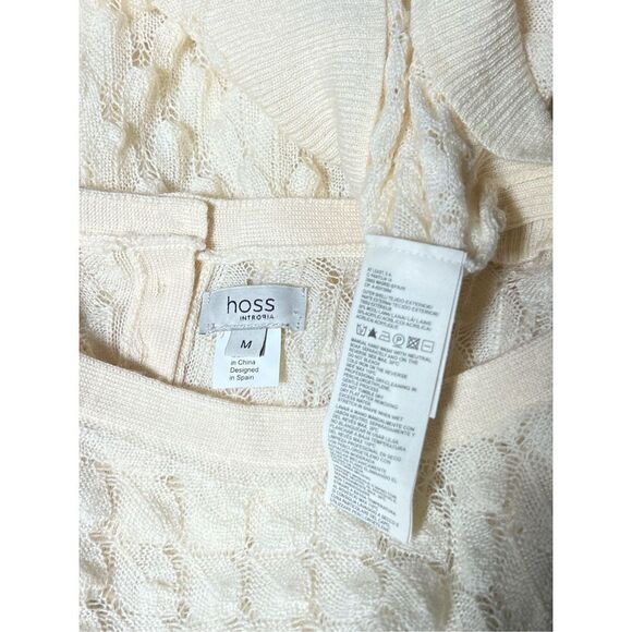 Hoss Intropia 3/4 Sleeve Ivory Sheer Wool Bubble Sweater Size Medium - Picture 5 of 5